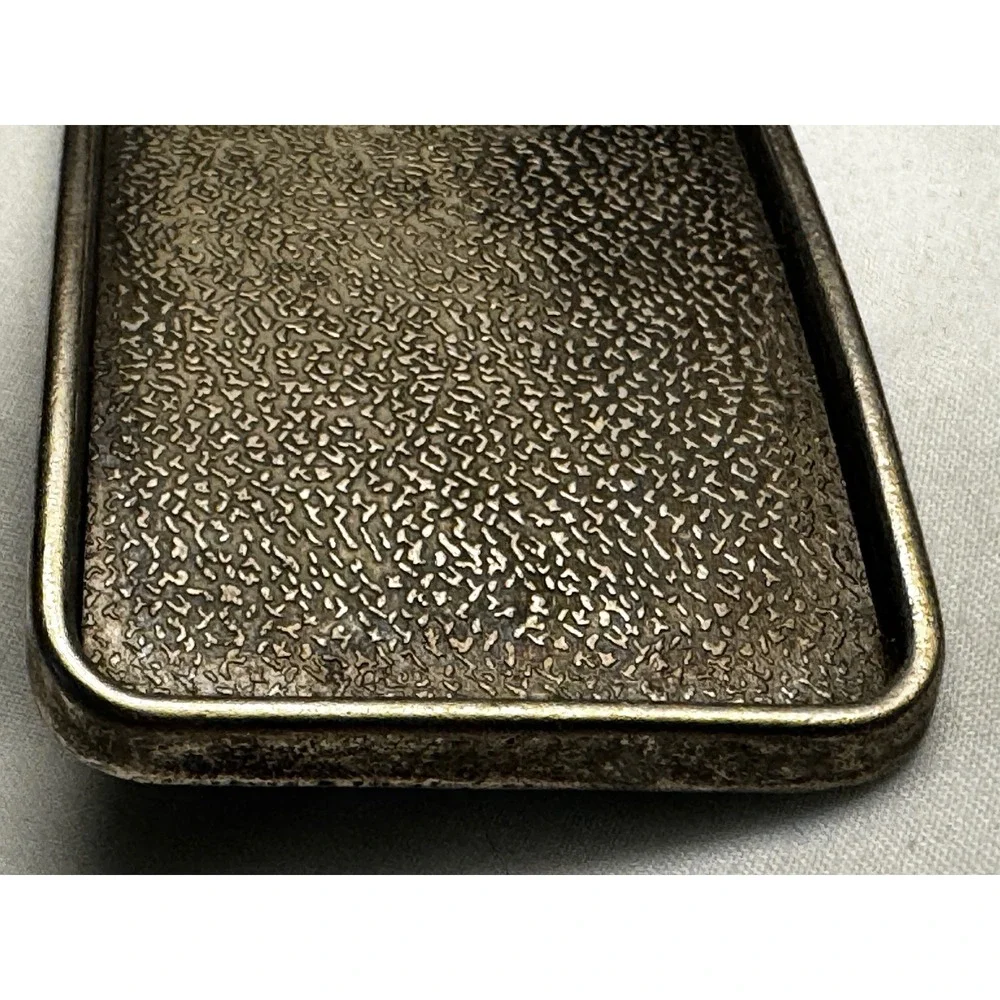 Textured‎ Nugget Rectangle Belt Buckle Antiqued Silver Tone Western Style